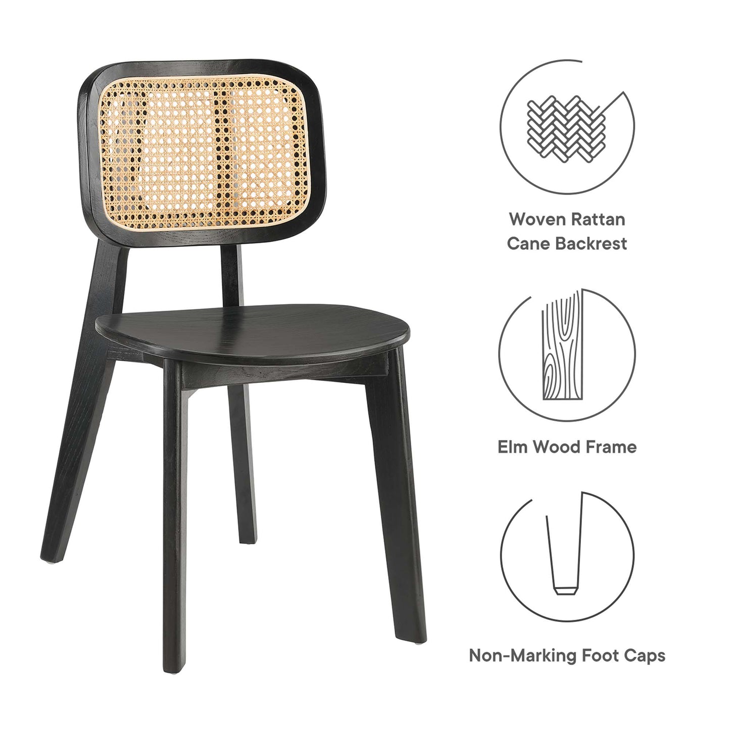 Modway - Habitat Wood Dining Side Chair Set of 2 by Modway  Bar and Dining Dining Chairs Black - EEI-6077-BLK