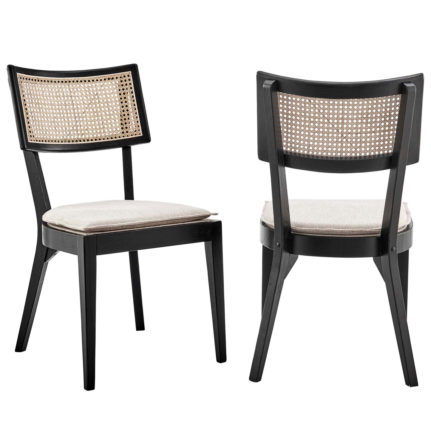 Modway - Caledonia Fabric Upholstered Wood Dining Chair Set of 2 by Modway  Bar and Dining Dining Chairs Brown - EEI-6080-BLK-BEI