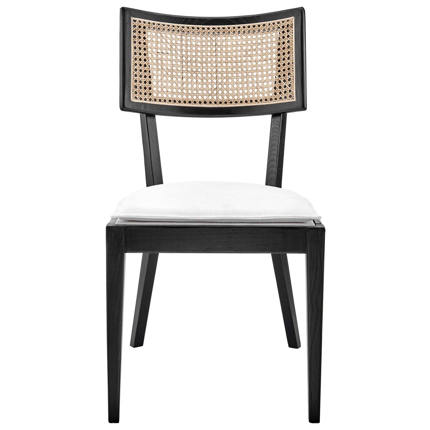 Modway - Caledonia Fabric Upholstered Wood Dining Chair Set of 2 by Modway  Bar and Dining Dining Chairs White - EEI-6080-BLK-WHI
