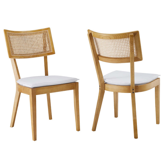 Modway - Caledonia Fabric Upholstered Wood Dining Chair Set of 2 by Modway  Bar and Dining Dining Chairs White - EEI-6080-NAT-WHI