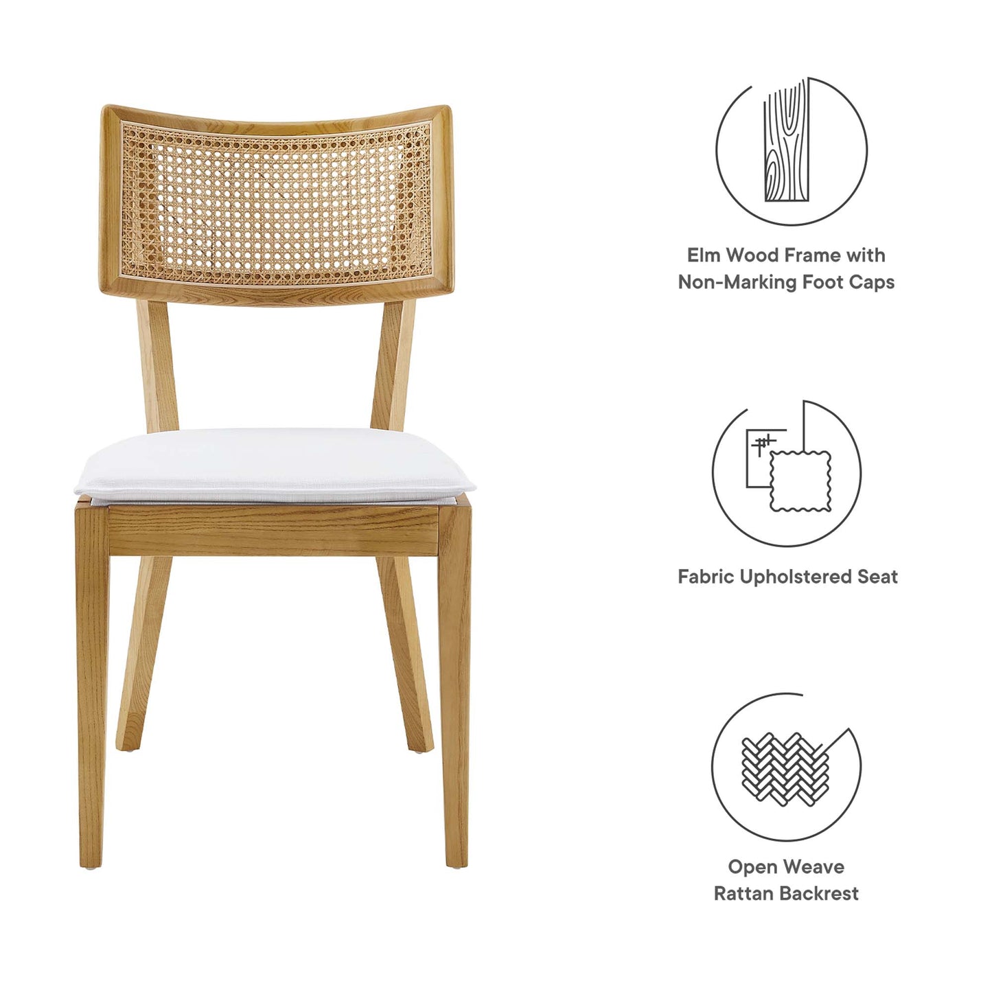 Modway - Caledonia Fabric Upholstered Wood Dining Chair Set of 2 by Modway  Bar and Dining Dining Chairs White - EEI-6080-NAT-WHI