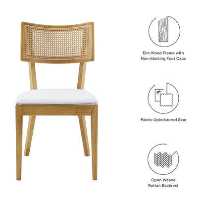 Modway - Caledonia Fabric Upholstered Wood Dining Chair Set of 2 by Modway  Bar and Dining Dining Chairs White - EEI-6080-NAT-WHI