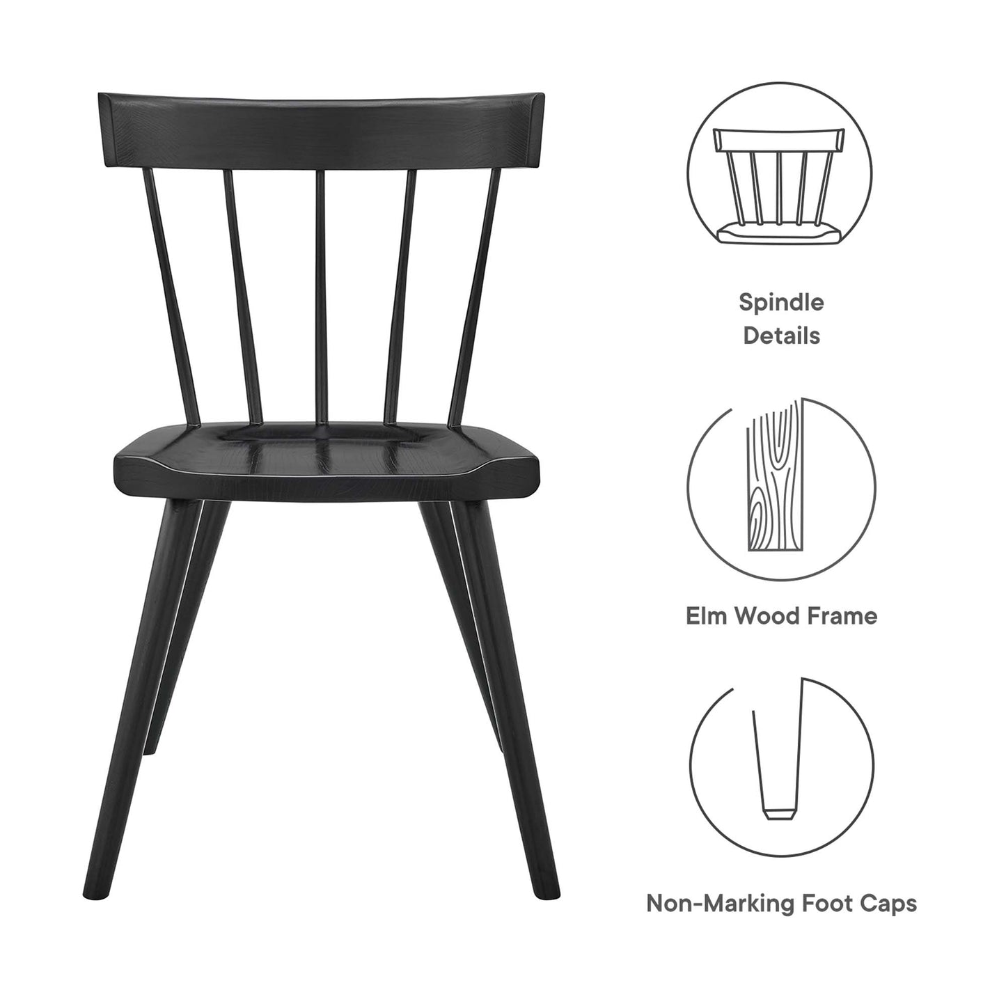 Modway - Sutter Wood Dining Side Chair Set of 2 by Modway  Bar and Dining Dining Chairs Black - EEI-6082-BLK