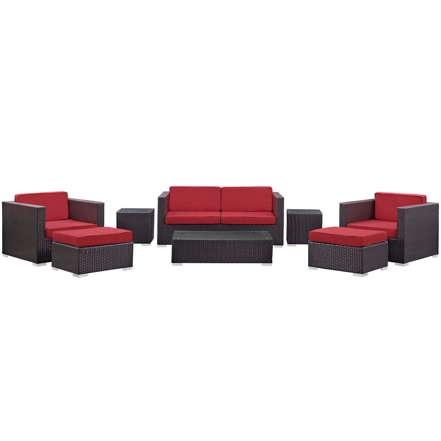 Modway Outlet Venice 8 Piece Outdoor Patio Sofa Set by Modway  Outdoor Furniture Furniture Espresso Red - EEI-610-EXP-RED-SET