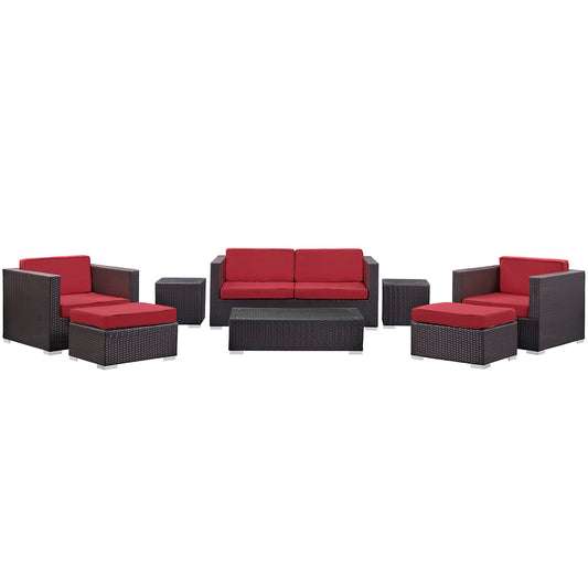 Modway Outlet Venice 8 Piece Outdoor Patio Sofa Set by Modway  Outdoor Furniture Furniture Espresso Red - EEI-610-EXP-RED-SET