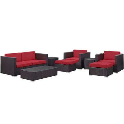 Modway Outlet Venice 8 Piece Outdoor Patio Sofa Set by Modway  Outdoor Furniture Furniture Espresso Red - EEI-610-EXP-RED-SET