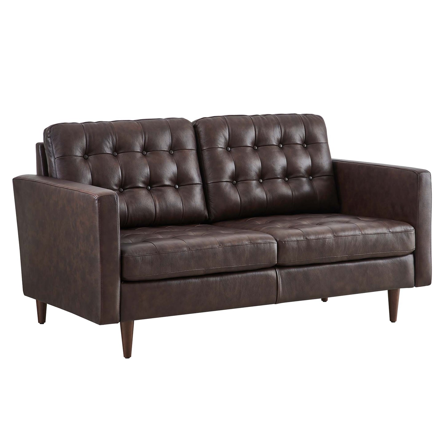 Modway Outlet Exalt Tufted Leather Loveseat by Modway  Living Room Furniture Brown - EEI-6100-BRN