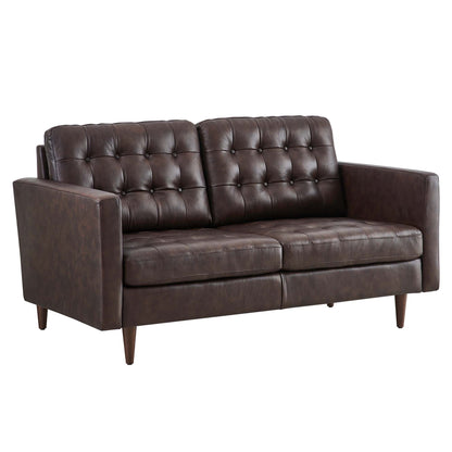 Modway Outlet Exalt Tufted Leather Loveseat by Modway  Living Room Furniture Brown - EEI-6100-BRN