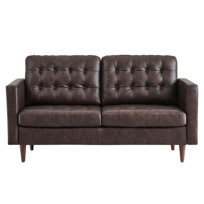Modway Outlet Exalt Tufted Leather Loveseat by Modway  Living Room Furniture Brown - EEI-6100-BRN