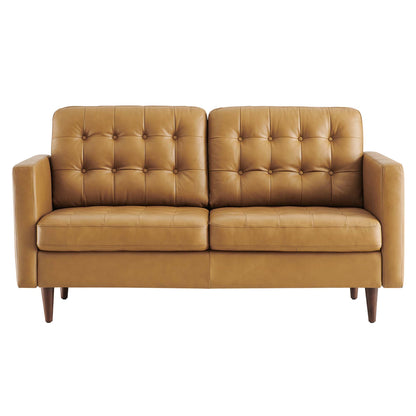Modway - Exalt Tufted Leather Loveseat by Modway  Living Room Sofas and Armchairs Brown - EEI-6100-TAN
