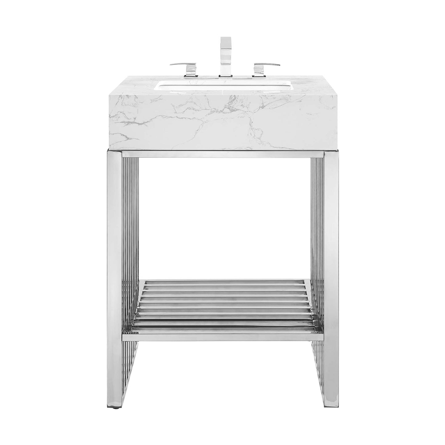 Modway - Gridiron 24" Bathroom Vanity by Modway  Bathroom Vanities Silver - EEI-6103-WHI-SLV