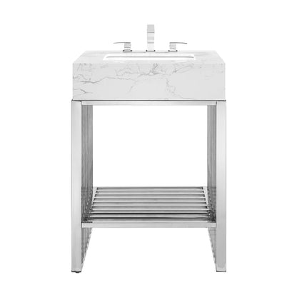Modway - Gridiron 24" Bathroom Vanity by Modway  Bathroom Vanities Silver - EEI-6103-WHI-SLV