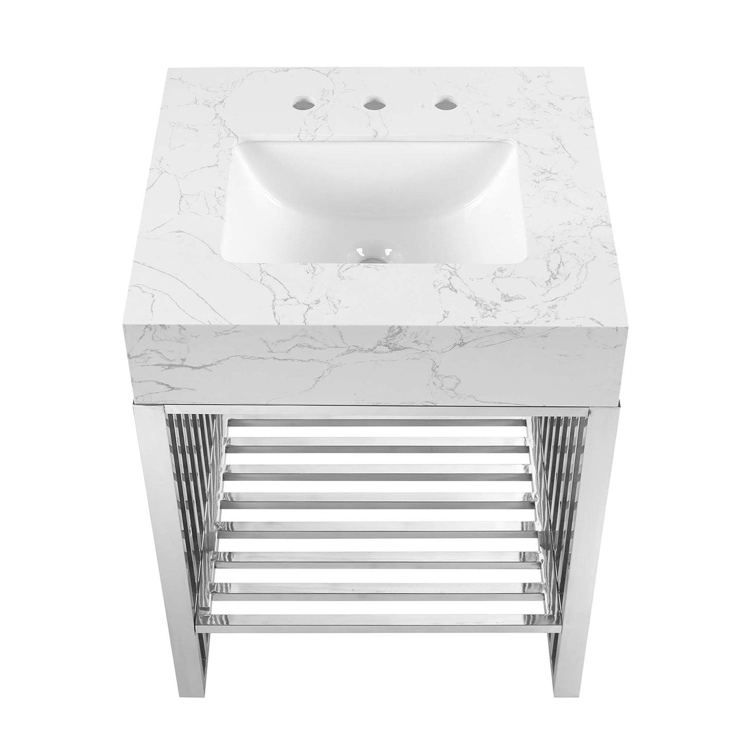 Modway - Gridiron 24" Bathroom Vanity by Modway  Bathroom Vanities Silver - EEI-6103-WHI-SLV