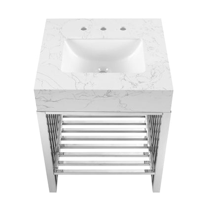Modway - Gridiron 24" Bathroom Vanity by Modway  Bathroom Vanities Silver - EEI-6103-WHI-SLV