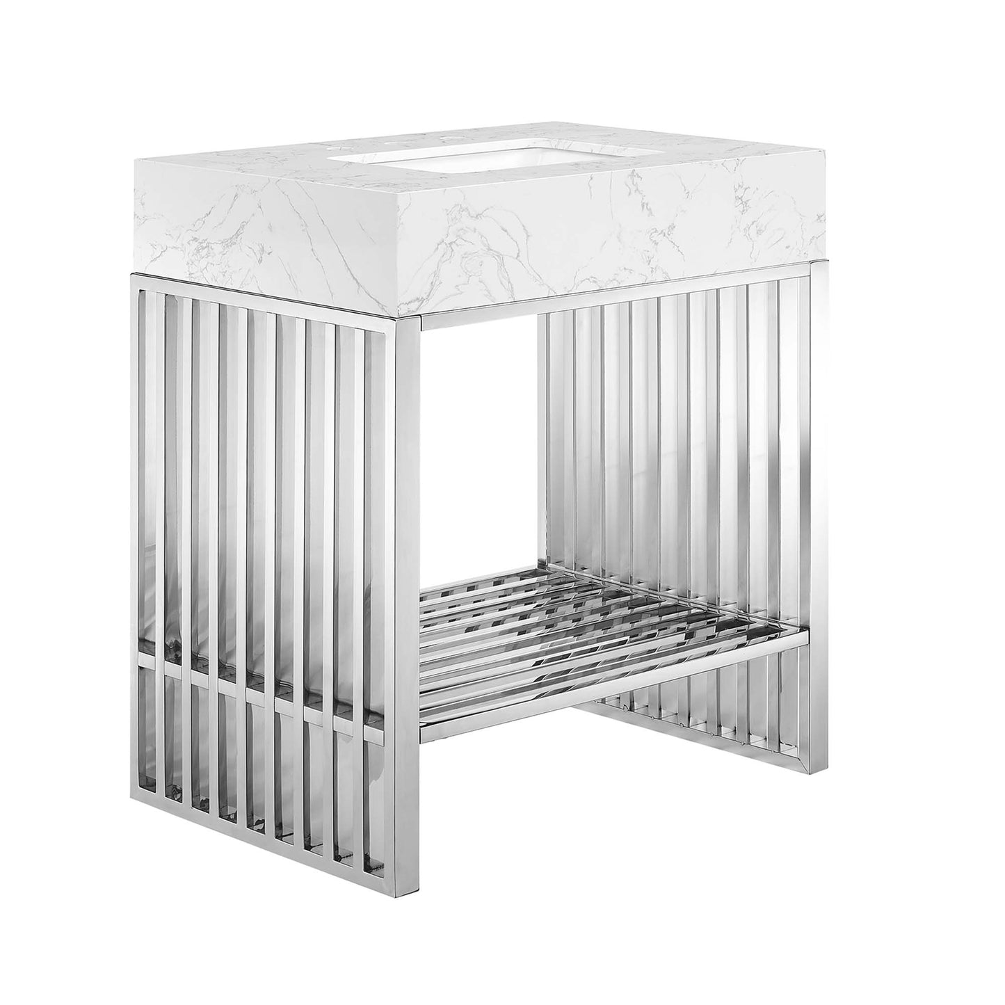 Modway - Gridiron 30" Bathroom Vanity by Modway  Bathroom Vanities Silver - EEI-6105-WHI-SLV