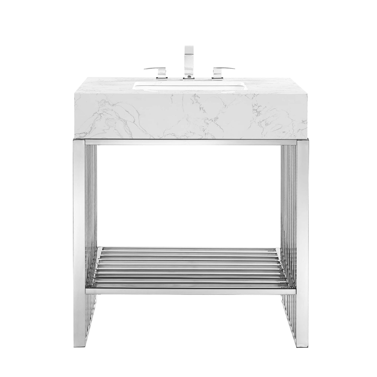 Modway - Gridiron 30" Bathroom Vanity by Modway  Bathroom Vanities Silver - EEI-6105-WHI-SLV