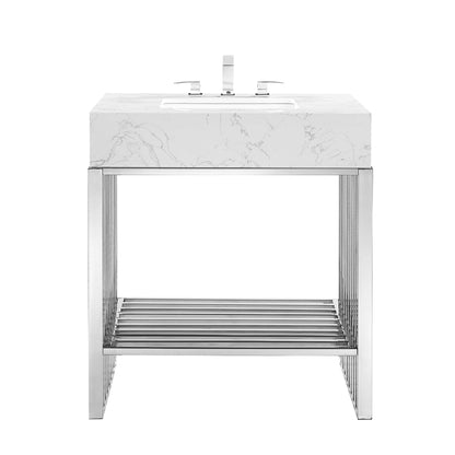 Modway - Gridiron 30" Bathroom Vanity by Modway  Bathroom Vanities Silver - EEI-6105-WHI-SLV