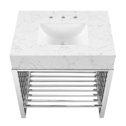 Modway - Gridiron 30" Bathroom Vanity by Modway  Bathroom Vanities Silver - EEI-6105-WHI-SLV