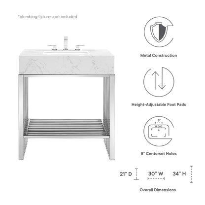 Modway - Gridiron 30" Bathroom Vanity by Modway  Bathroom Vanities Silver - EEI-6105-WHI-SLV