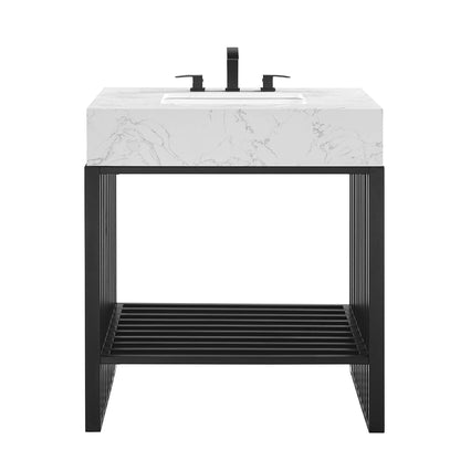 Modway - Gridiron 30" Bathroom Vanity by Modway  Bathroom Vanities Black - EEI-6106-WHI-BLK