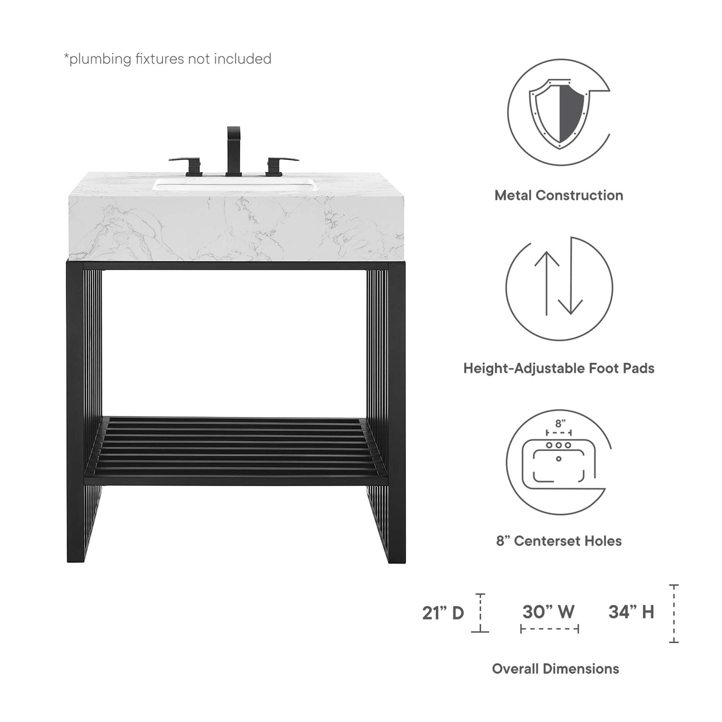 Modway - Gridiron 30" Bathroom Vanity by Modway  Bathroom Vanities Black - EEI-6106-WHI-BLK