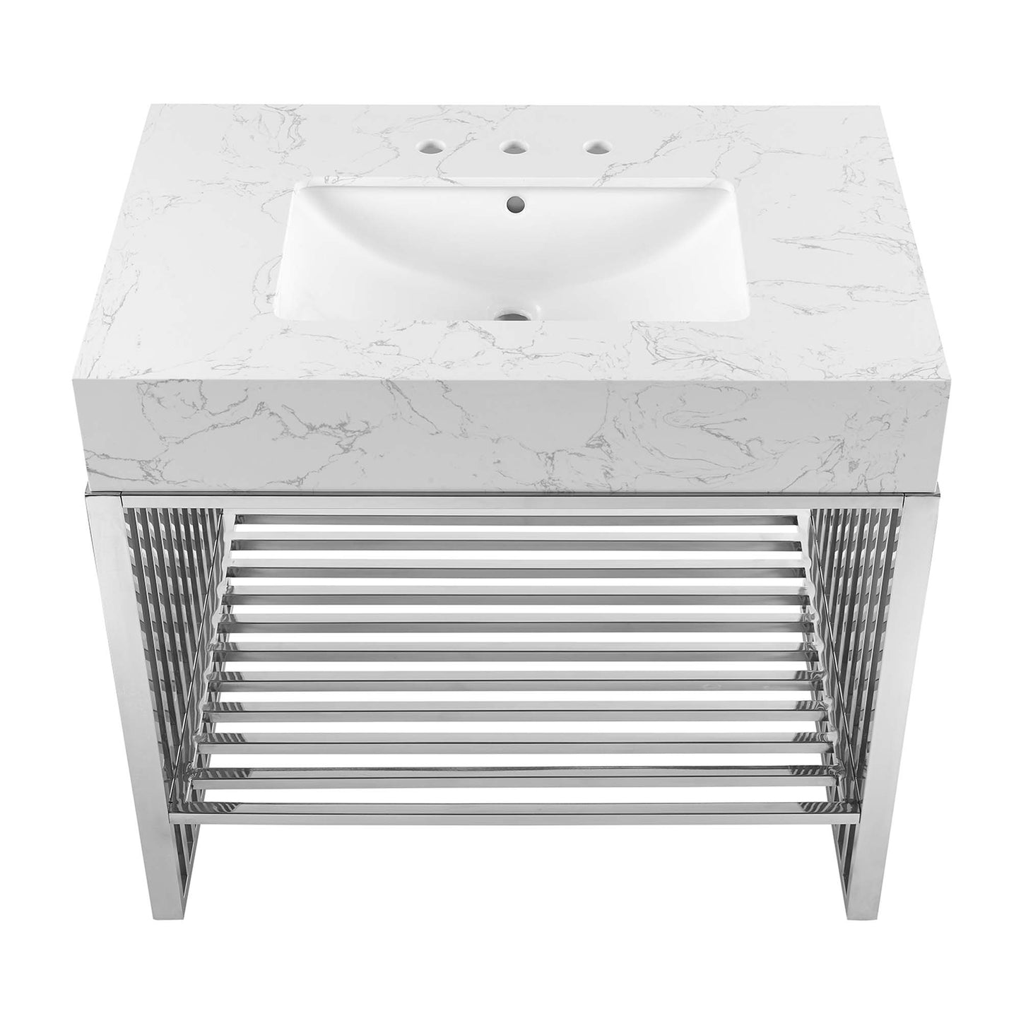 Modway - Gridiron 36" Bathroom Vanity by Modway  Bathroom Vanities Silver - EEI-6107-WHI-SLV
