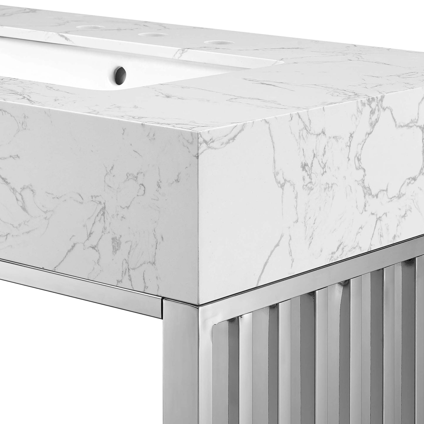 Modway - Gridiron 36" Bathroom Vanity by Modway  Bathroom Vanities Silver - EEI-6107-WHI-SLV