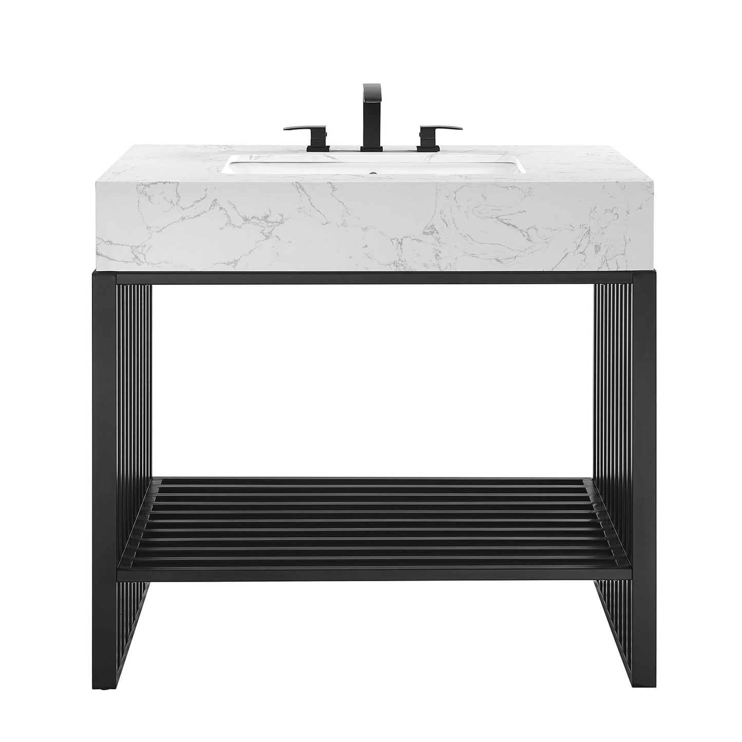 Modway - Gridiron 36" Bathroom Vanity by Modway  Bathroom Vanities Black - EEI-6108-WHI-BLK