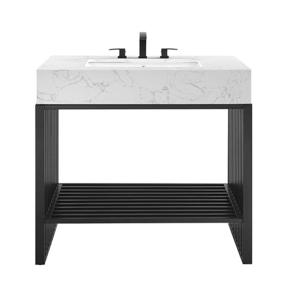 Modway - Gridiron 36" Bathroom Vanity by Modway  Bathroom Vanities Black - EEI-6108-WHI-BLK