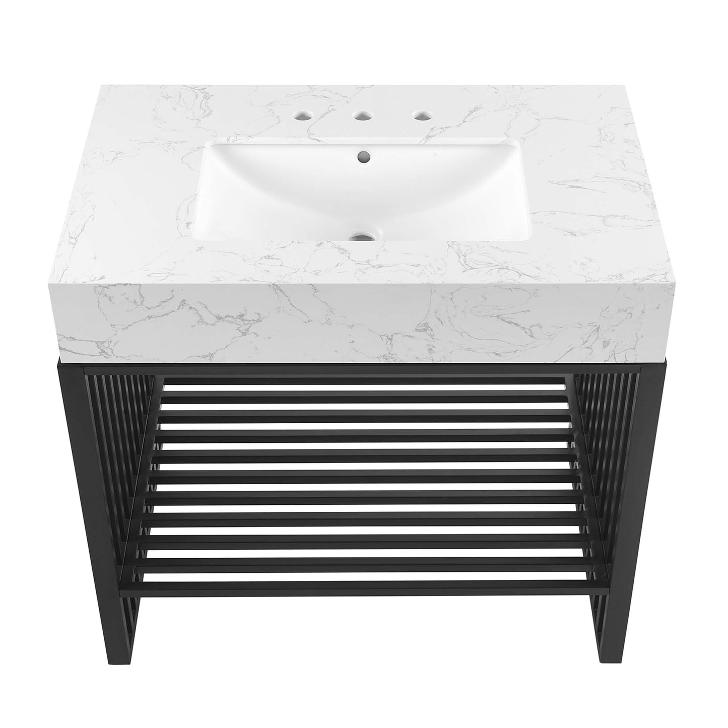 Modway - Gridiron 36" Bathroom Vanity by Modway  Bathroom Vanities Black - EEI-6108-WHI-BLK