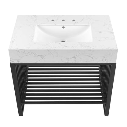 Modway - Gridiron 36" Bathroom Vanity by Modway  Bathroom Vanities Black - EEI-6108-WHI-BLK