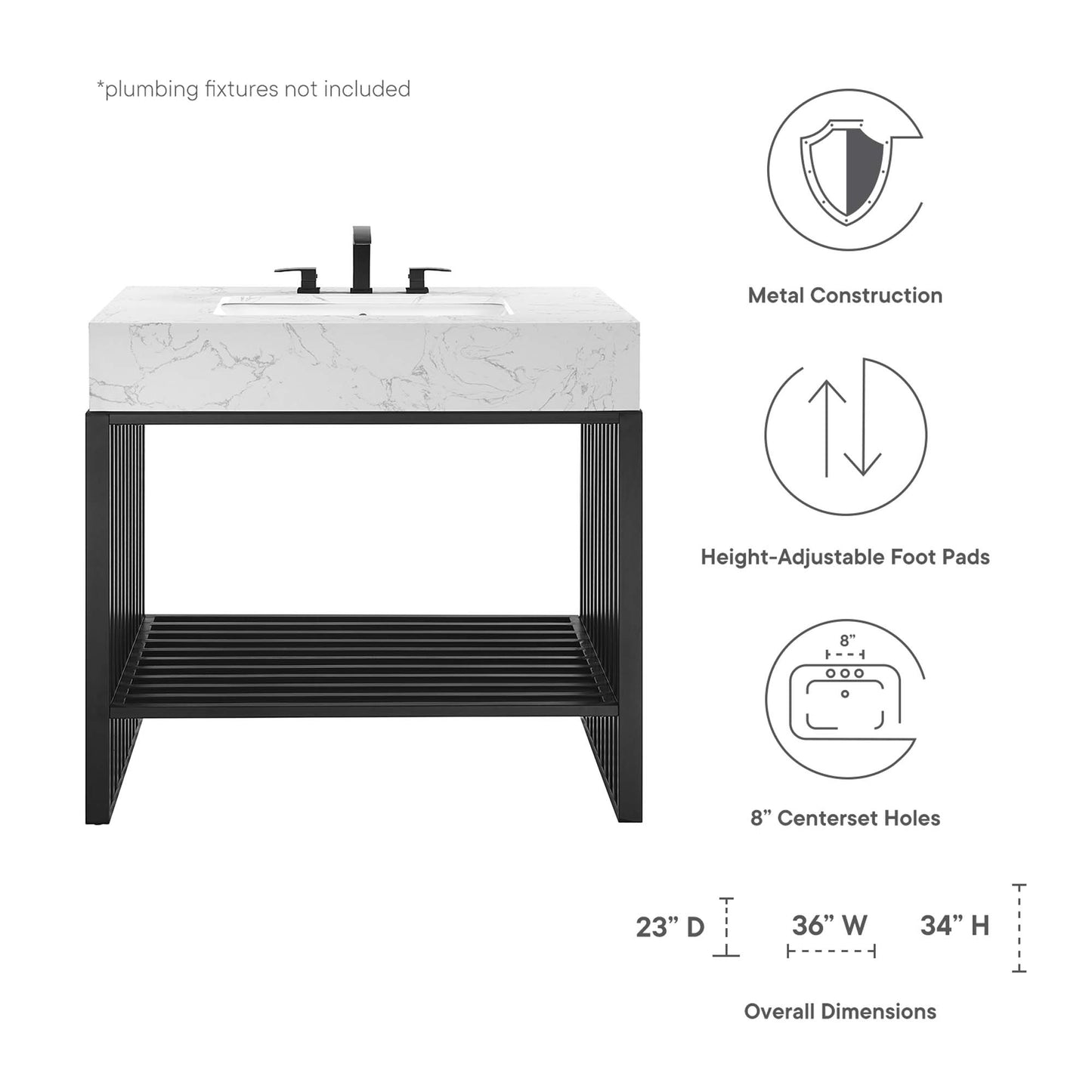 Modway - Gridiron 36" Bathroom Vanity by Modway  Bathroom Vanities Black - EEI-6108-WHI-BLK