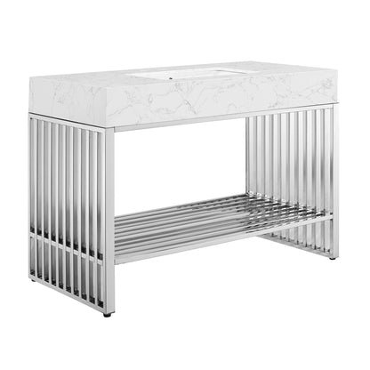 Modway - Gridiron 48" Bathroom Vanity by Modway  Bathroom Vanities Silver - EEI-6109-WHI-SLV