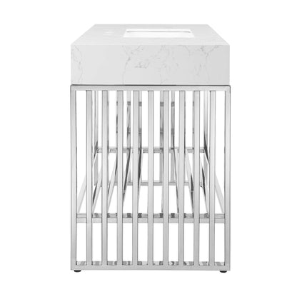 Modway - Gridiron 48" Bathroom Vanity by Modway  Bathroom Vanities Silver - EEI-6109-WHI-SLV
