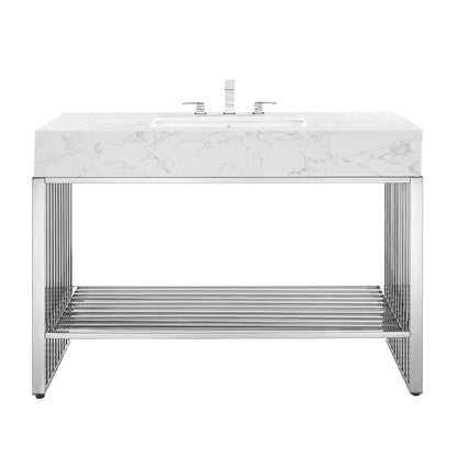 Modway - Gridiron 48" Bathroom Vanity by Modway  Bathroom Vanities Silver - EEI-6109-WHI-SLV