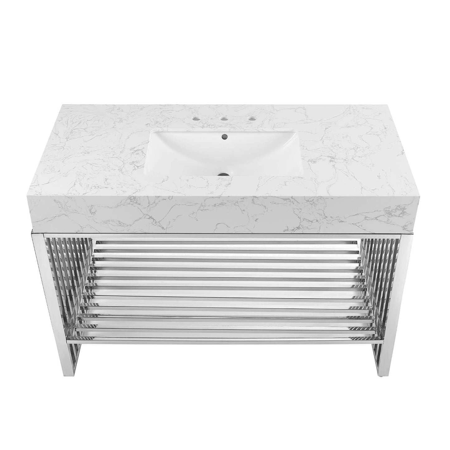Modway - Gridiron 48" Bathroom Vanity by Modway  Bathroom Vanities Silver - EEI-6109-WHI-SLV