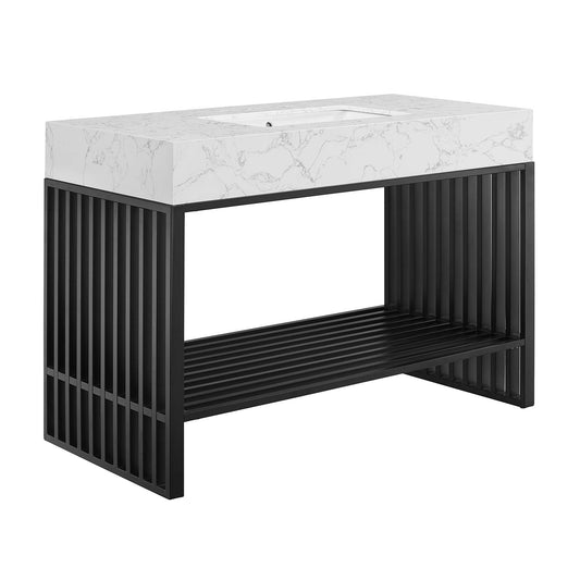 Modway - Gridiron 48" Bathroom Vanity by Modway  Bathroom Vanities Black - EEI-6110-WHI-BLK