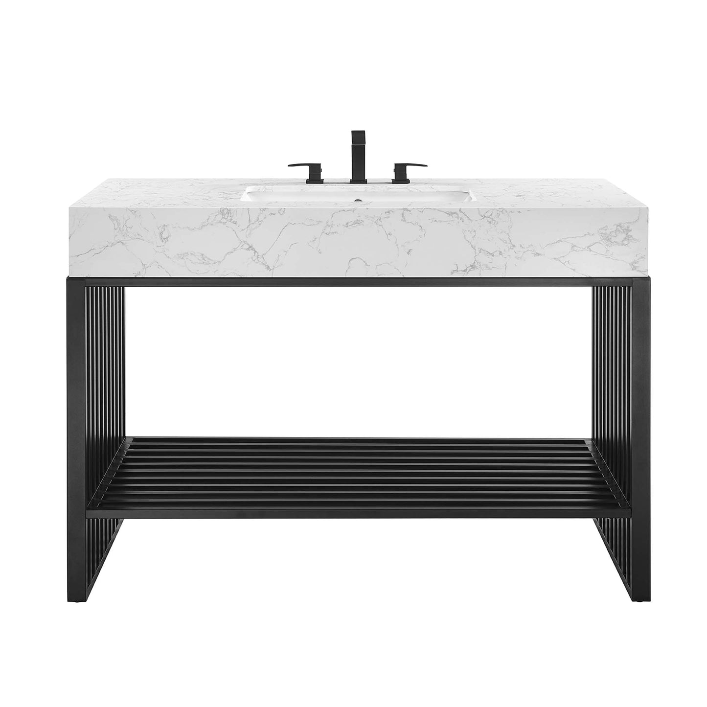 Modway - Gridiron 48" Bathroom Vanity by Modway  Bathroom Vanities Black - EEI-6110-WHI-BLK