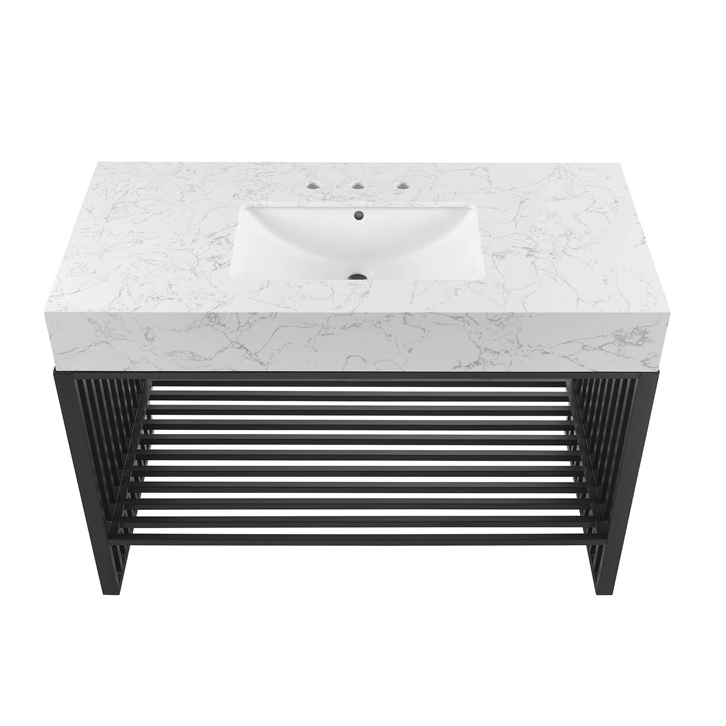 Modway - Gridiron 48" Bathroom Vanity by Modway  Bathroom Vanities Black - EEI-6110-WHI-BLK