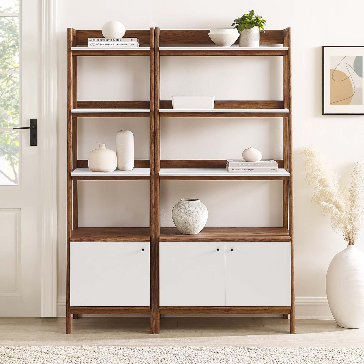 Modway - Bixby Wood Bookshelves Set of 2 by Modway  Living Room Decor White - EEI-6113-WAL-WHI