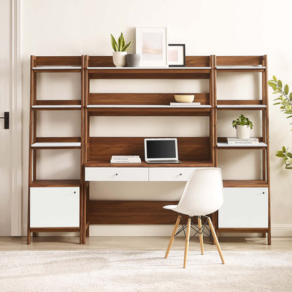 Modway - Bixby 3-Piece Wood Office Desk and Bookshelf by Modway  Living Room Decor White - EEI-6114-WAL-WHI