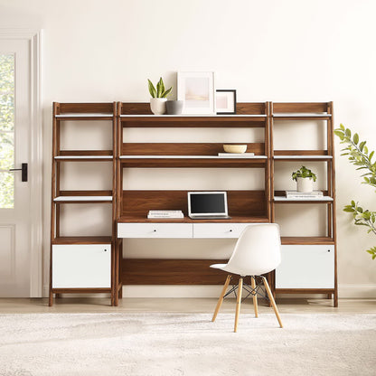 Modway - Bixby 3-Piece Wood Office Desk and Bookshelf by Modway  Living Room Decor White - EEI-6114-WAL-WHI