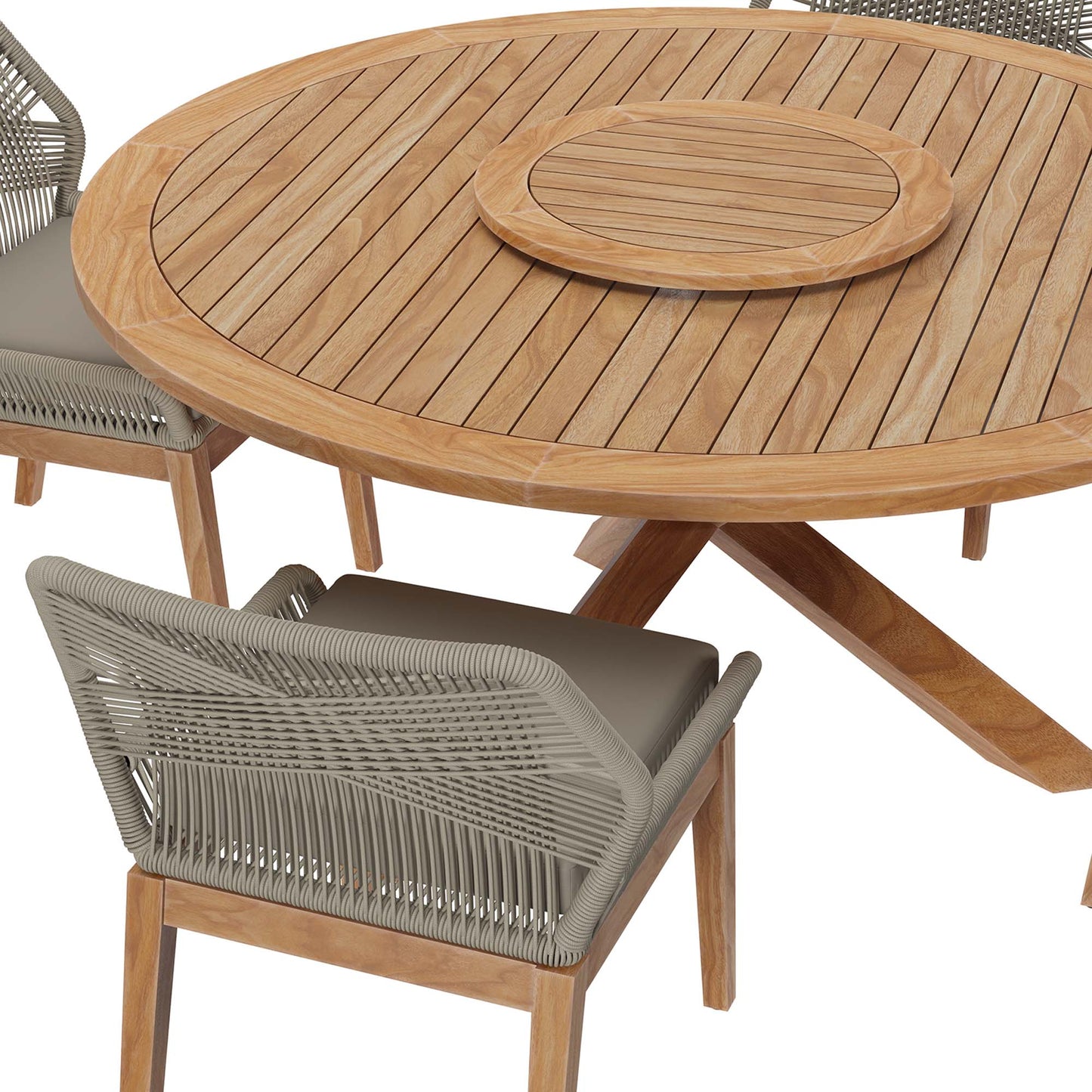 Modway - Wellspring 5-Piece Outdoor Patio Teak Wood Dining Set by Modway  Outdoor Furniture Bar and Dining Gray - EEI-6118-LGR-GRG