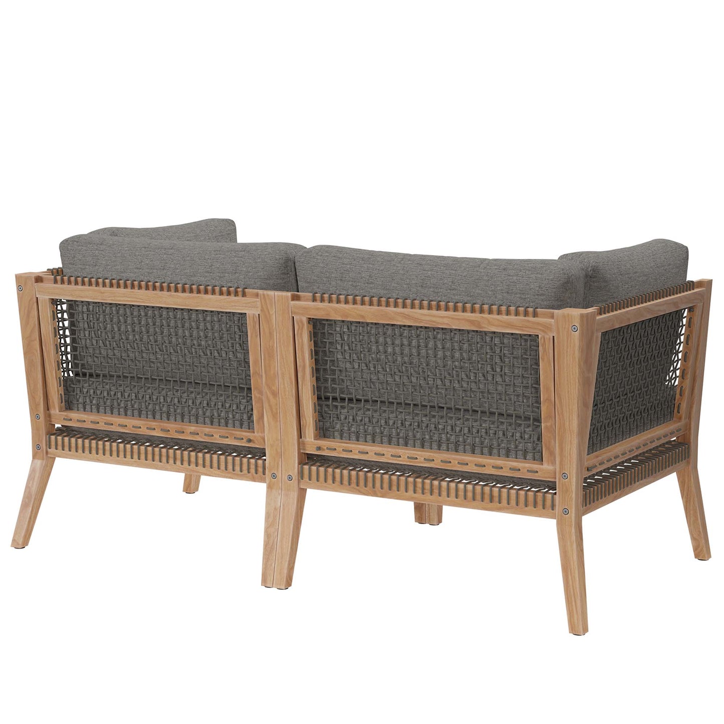 Modway - Clearwater Outdoor Patio Teak Wood Loveseat by Modway  Outdoor Furniture Sofa Sectionals Gray - EEI-6119-GRY-GPH