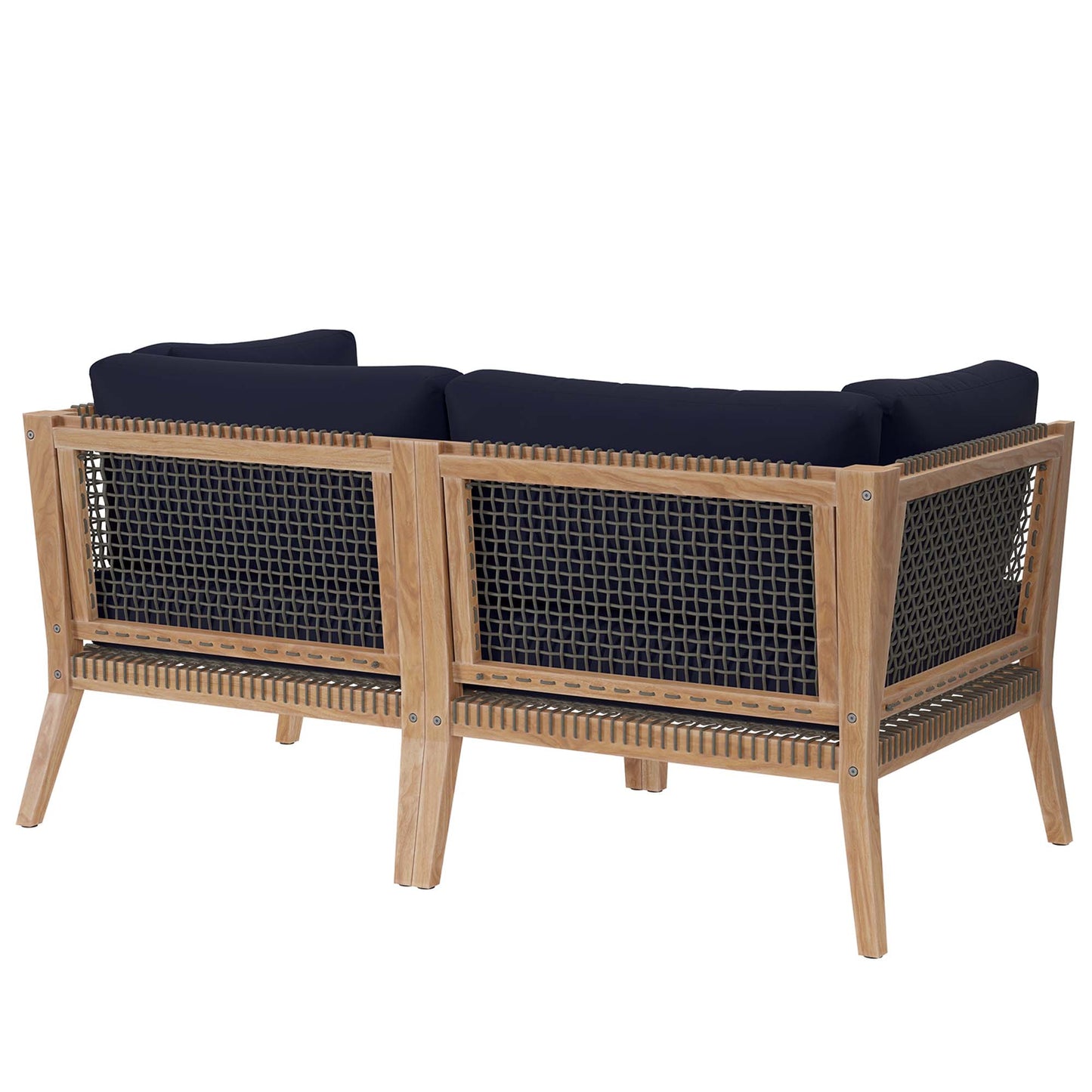 Modway - Clearwater Outdoor Patio Teak Wood Loveseat by Modway  Outdoor Furniture Sofa Sectionals Blue - EEI-6119-GRY-NAV