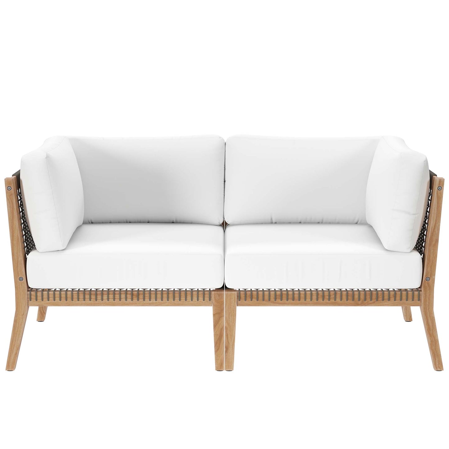 Modway - Clearwater Outdoor Patio Teak Wood Loveseat by Modway  Outdoor Furniture Sofa Sectionals White - EEI-6119-GRY-WHI