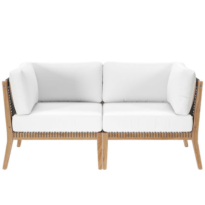 Modway - Clearwater Outdoor Patio Teak Wood Loveseat by Modway  Outdoor Furniture Sofa Sectionals White - EEI-6119-GRY-WHI