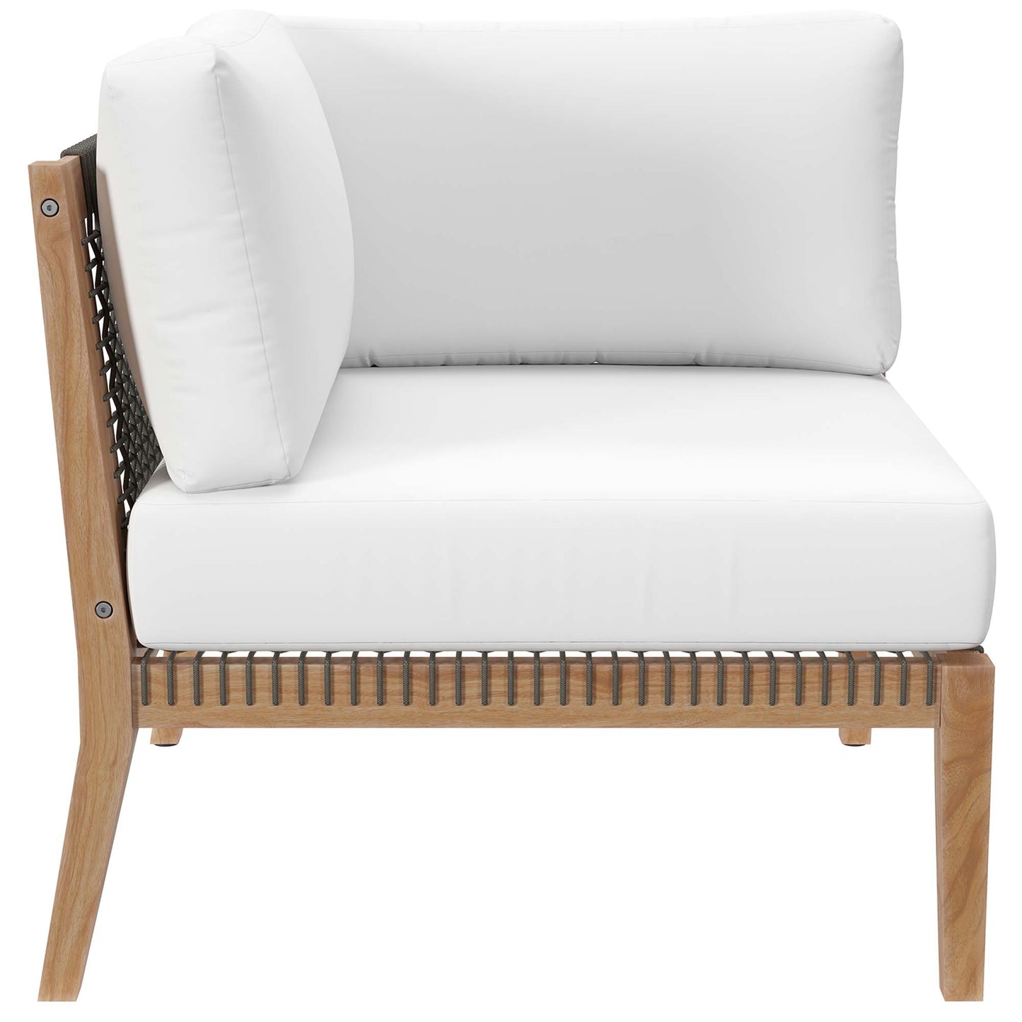Modway - Clearwater Outdoor Patio Teak Wood Loveseat by Modway  Outdoor Furniture Sofa Sectionals White - EEI-6119-GRY-WHI