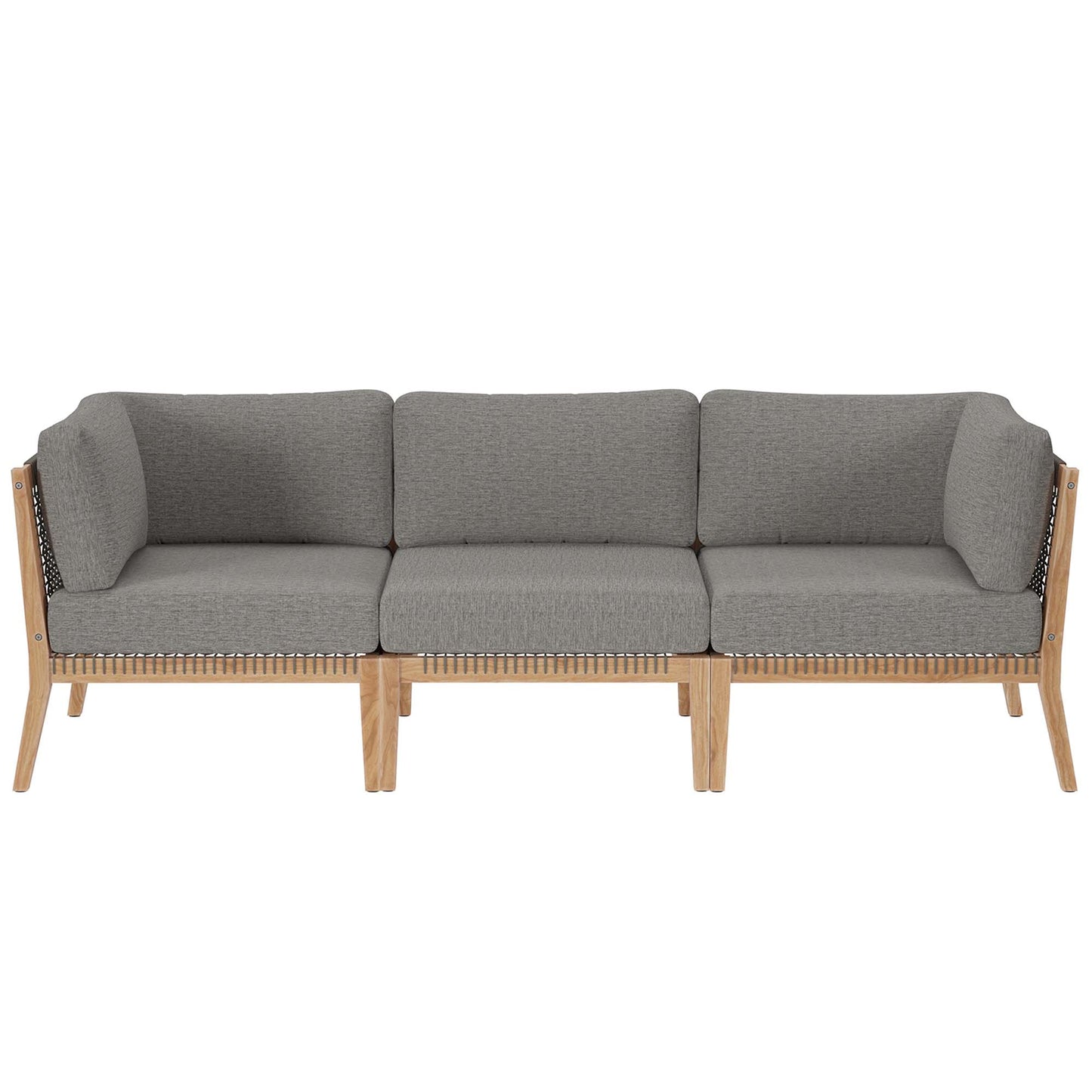 Modway - Clearwater Outdoor Patio Teak Wood Sofa by Modway  Outdoor Furniture Sofa Sectionals Gray - EEI-6120-GRY-GPH