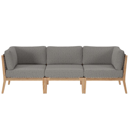 Modway - Clearwater Outdoor Patio Teak Wood Sofa by Modway  Outdoor Furniture Sofa Sectionals Gray - EEI-6120-GRY-GPH